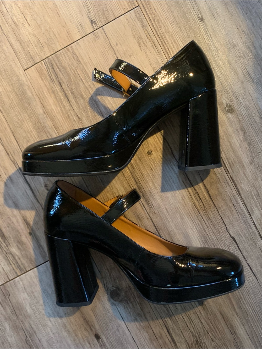 SÉZANE Georgia High Black Patent Mary Jane Block Heel Pumps, size 10/41 - Picture 3 of 14